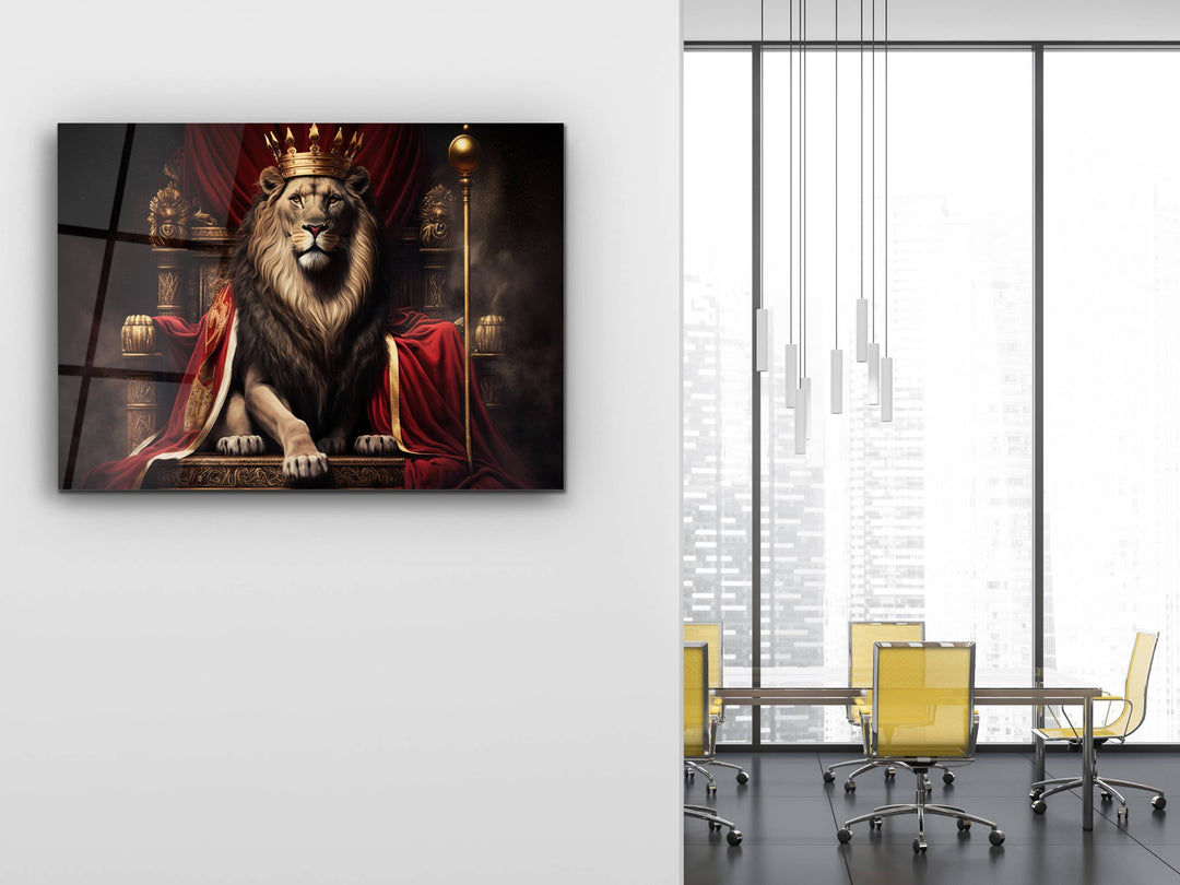 Lion Glass Printing Wall Art - Home Office Wall Decor