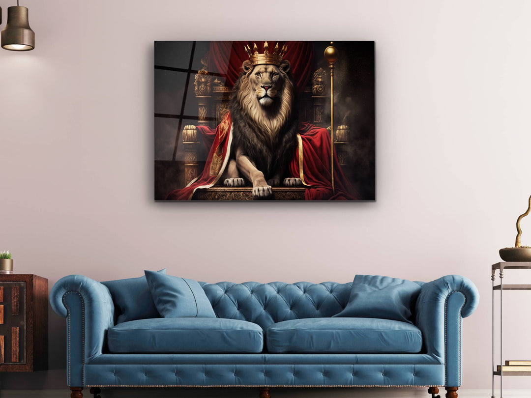 Lion Glass Printing Wall Art - Home Office Wall Decor