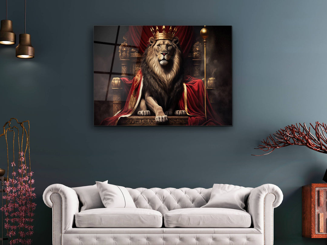 Lion Glass Printing Wall Art - Home Office Wall Decor