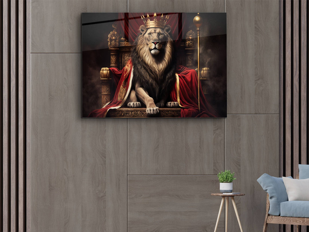 Lion Glass Printing Wall Art - Home Office Wall Decor