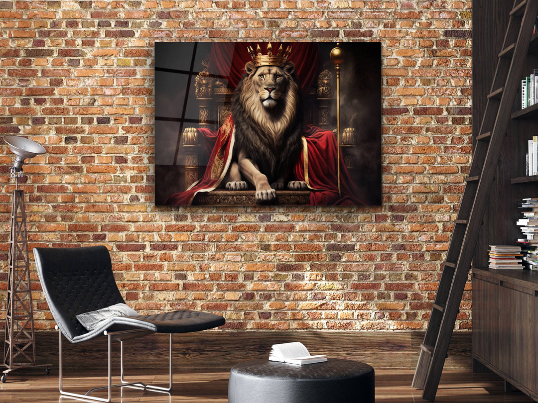 Lion Glass Printing Wall Art - Home Office Wall Decor