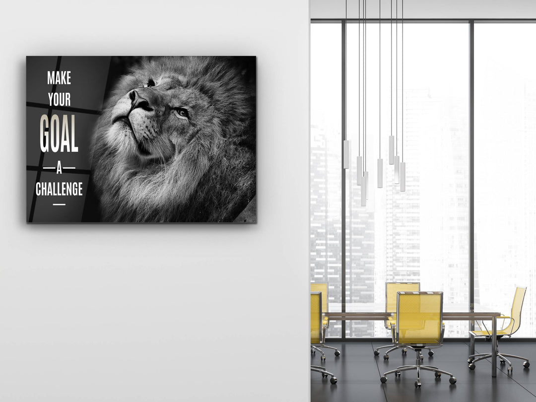 Lion Glass Printing Wall Art - Home Office Wall Decor