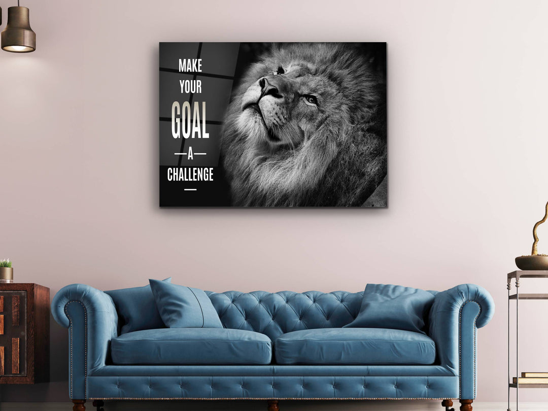 Lion Glass Printing Wall Art - Home Office Wall Decor