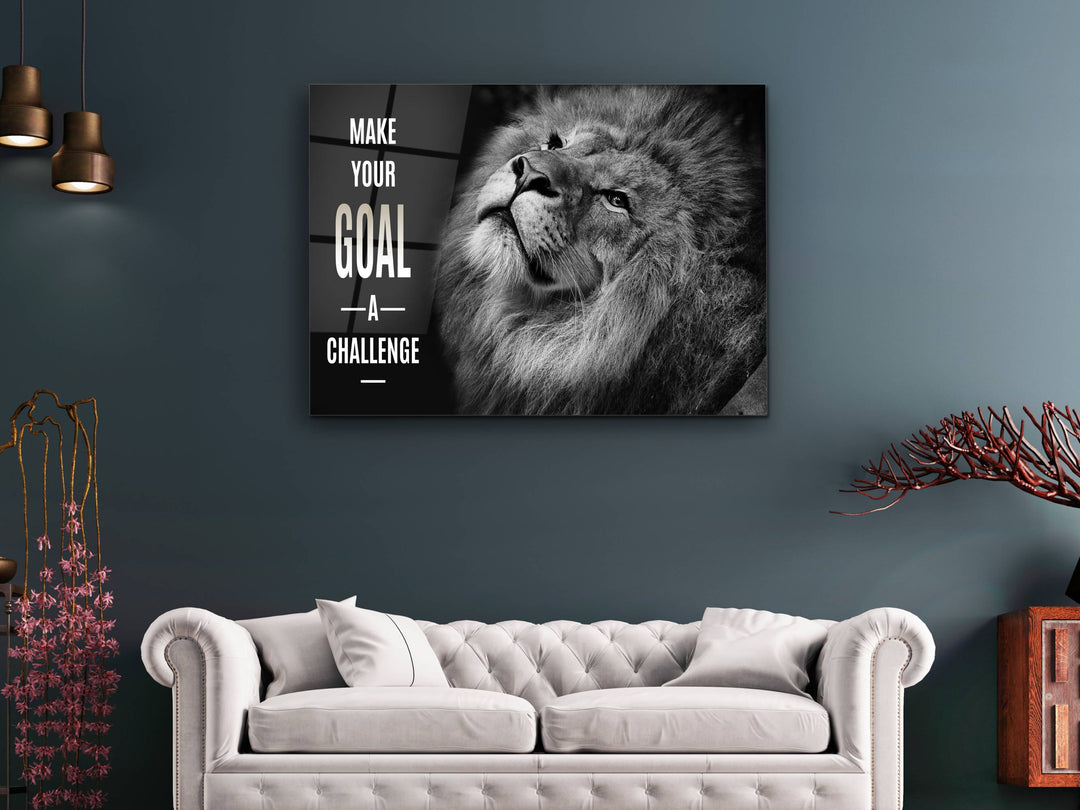 Lion Glass Printing Wall Art - Home Office Wall Decor