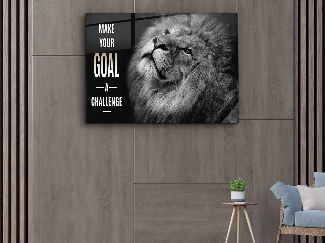 Lion Glass Printing Wall Art - Home Office Wall Decor