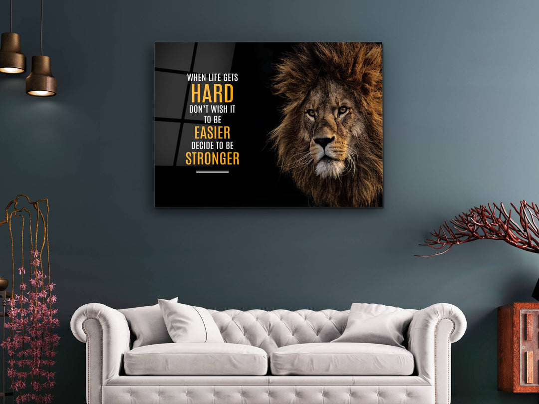 Lion Glass Printing Wall Art - Home Office Wall Decor