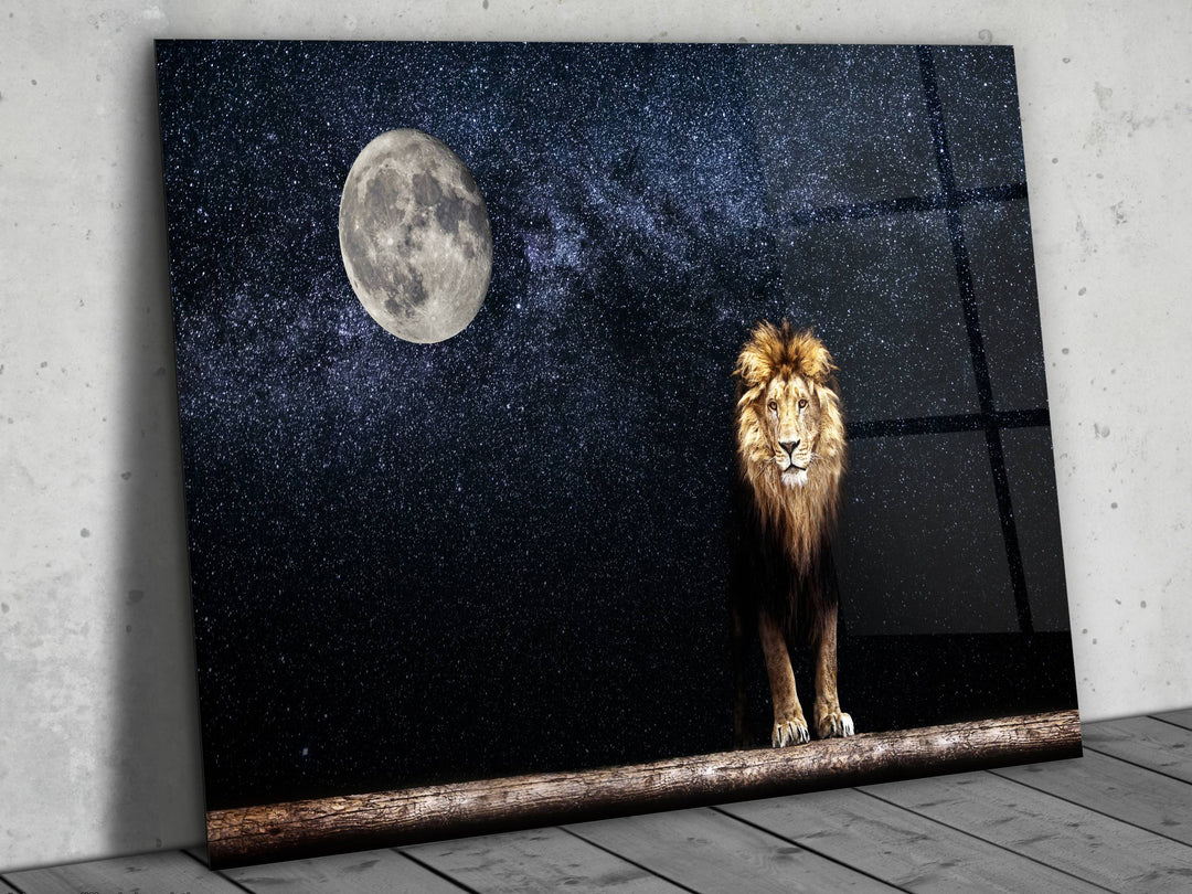 Lion Glass Printing Wall Art - Home Office Wall Decor