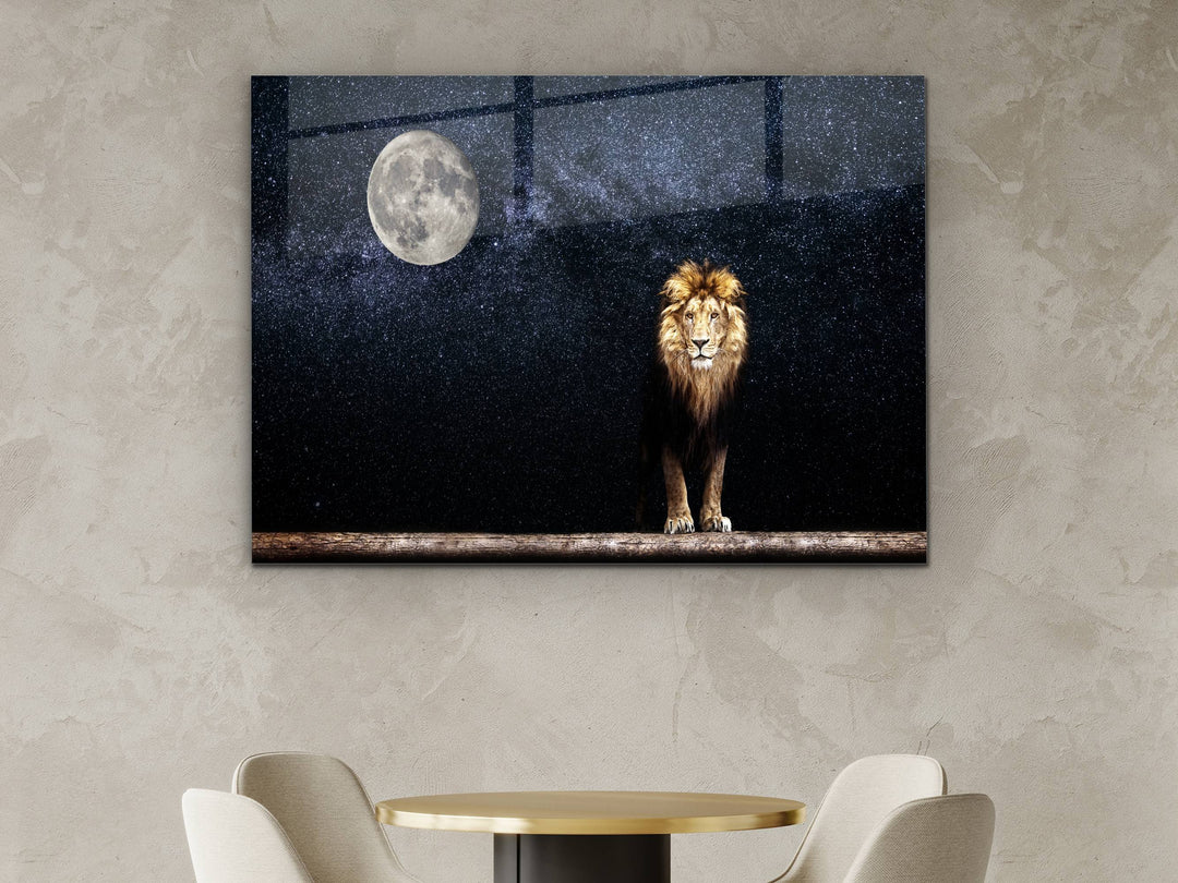 Lion Glass Printing Wall Art - Home Office Wall Decor