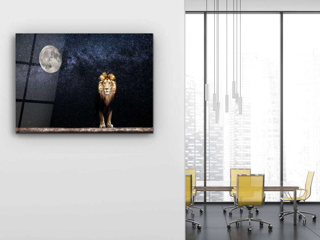 Lion Glass Printing Wall Art - Home Office Wall Decor