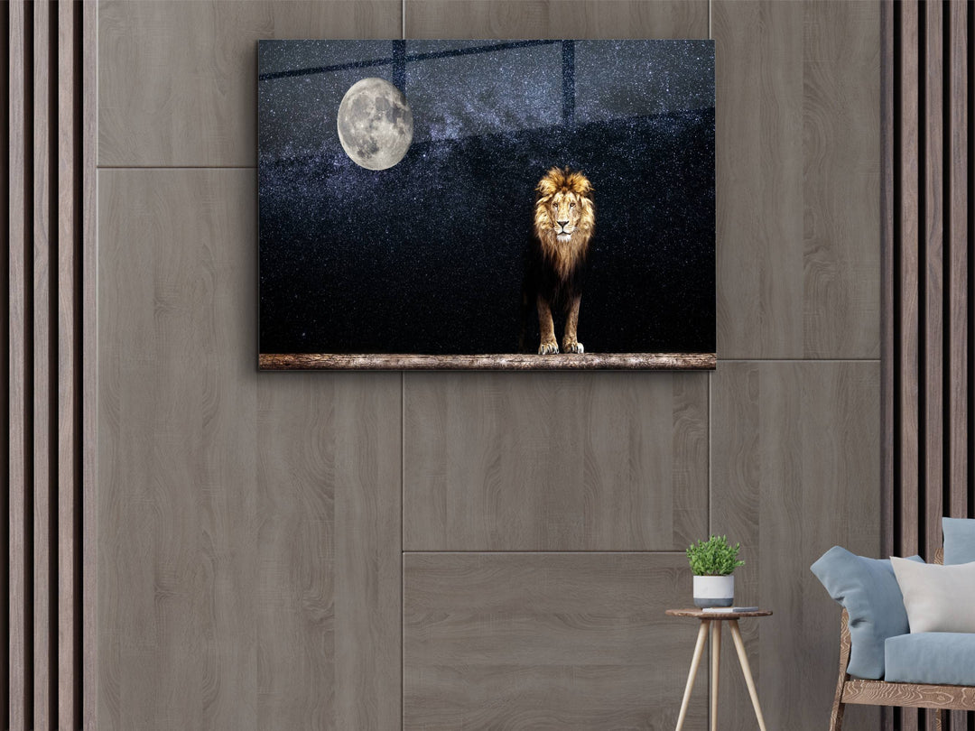 Lion Glass Printing Wall Art - Home Office Wall Decor