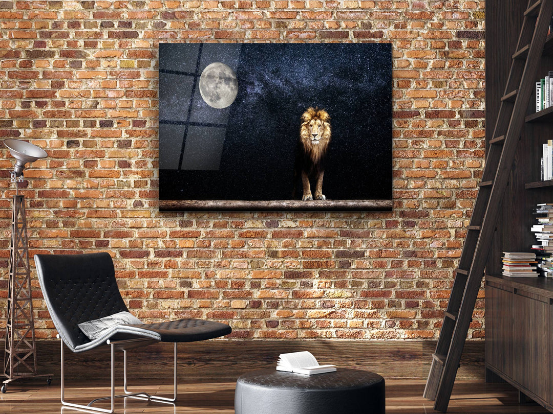 Lion Glass Printing Wall Art - Home Office Wall Decor