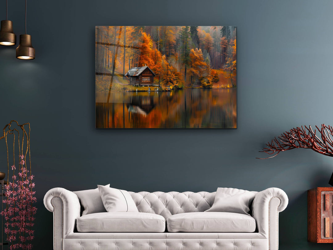 Autumn Landscape Glass Printing Wall Art - Home Office Wall Decor