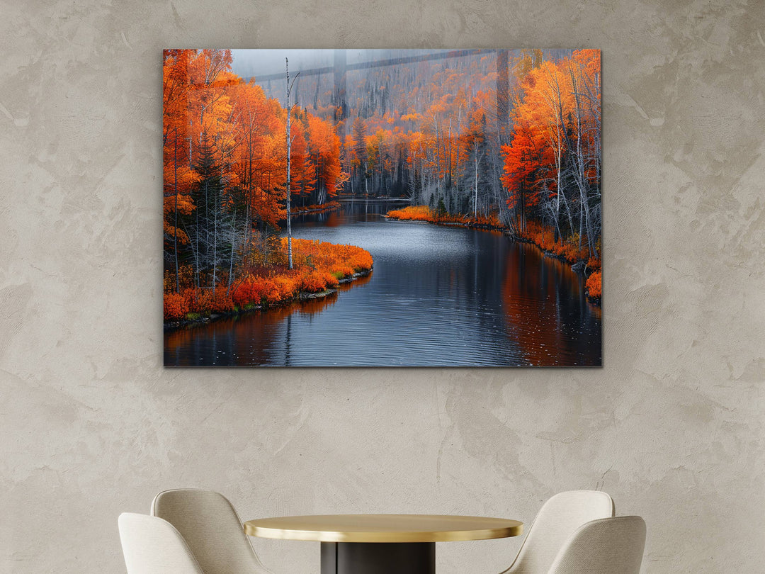 Autumn Landscape Glass Printing Wall Art - Home Office Wall Decor