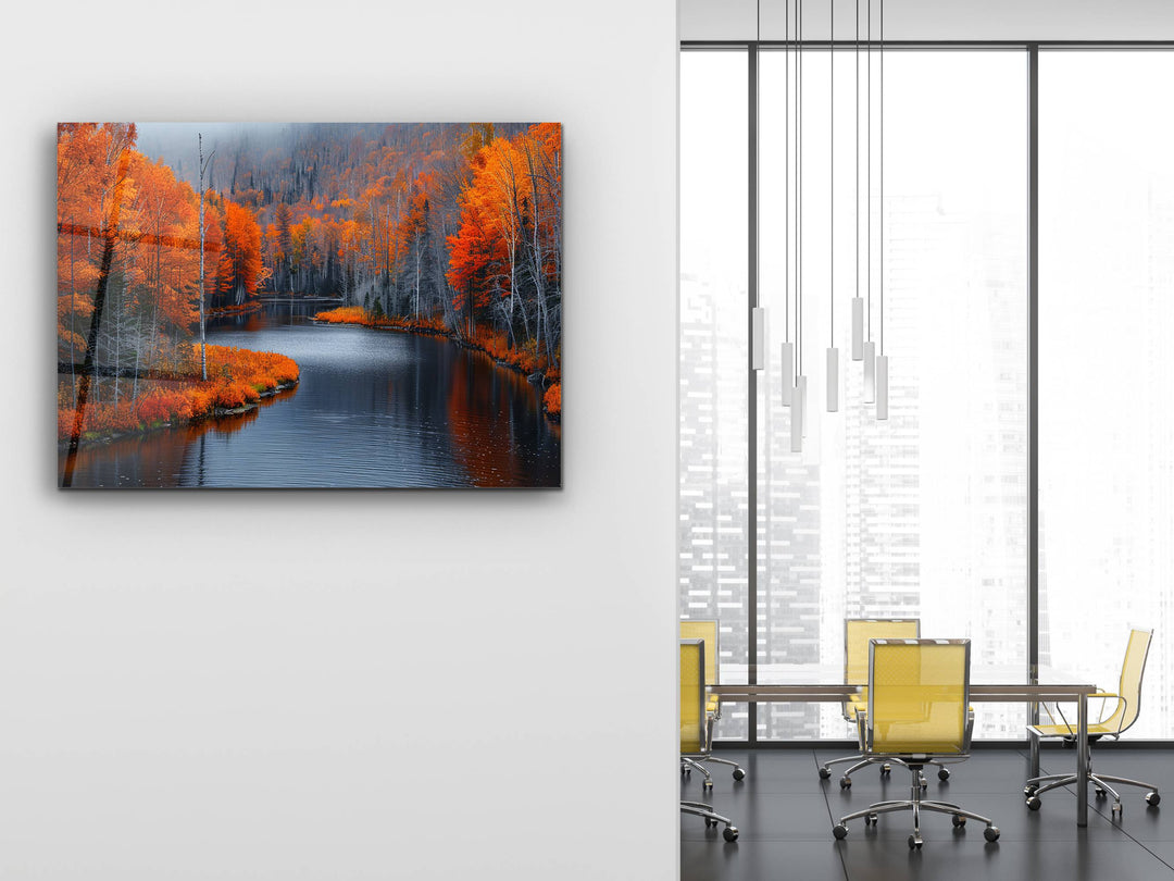 Autumn Landscape Glass Printing Wall Art - Home Office Wall Decor