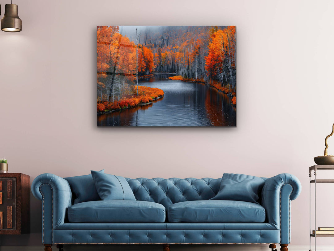 Autumn Landscape Glass Printing Wall Art - Home Office Wall Decor