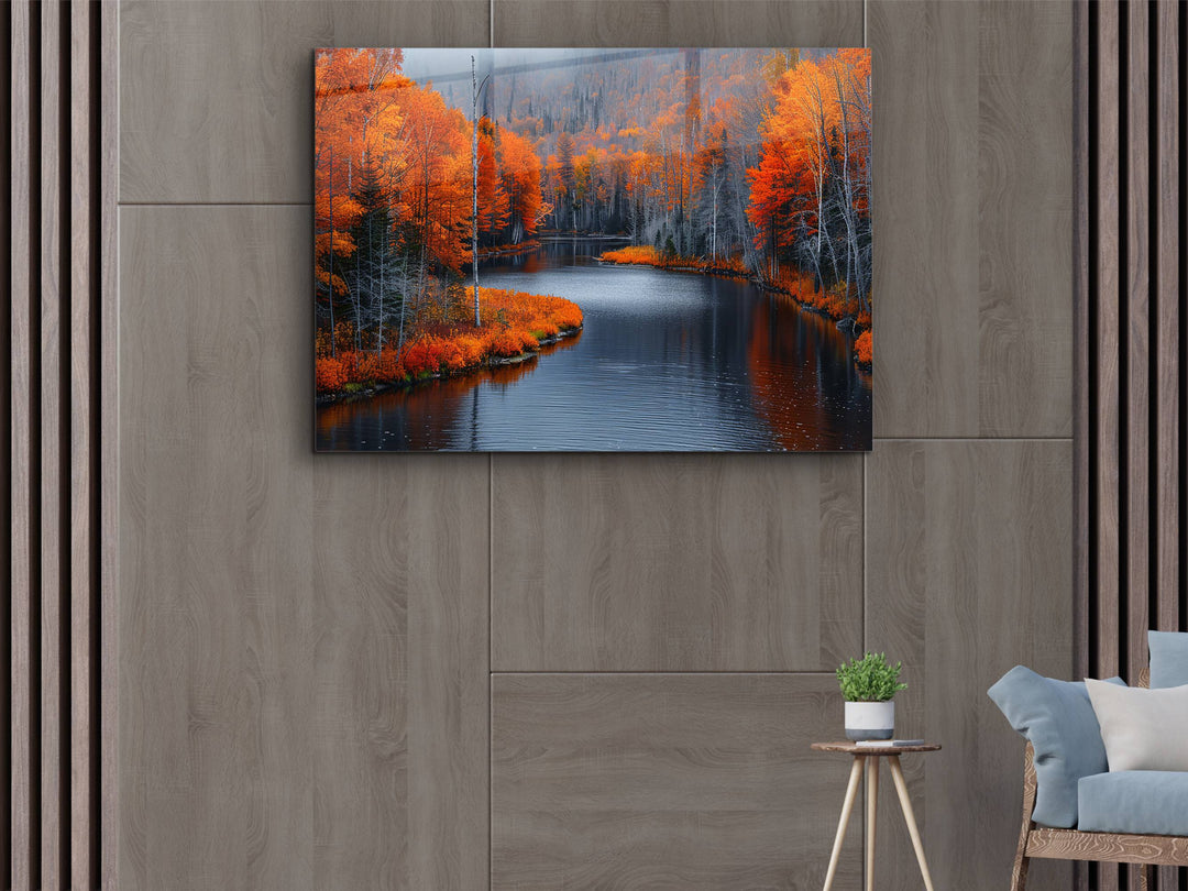 Autumn Landscape Glass Printing Wall Art - Home Office Wall Decor