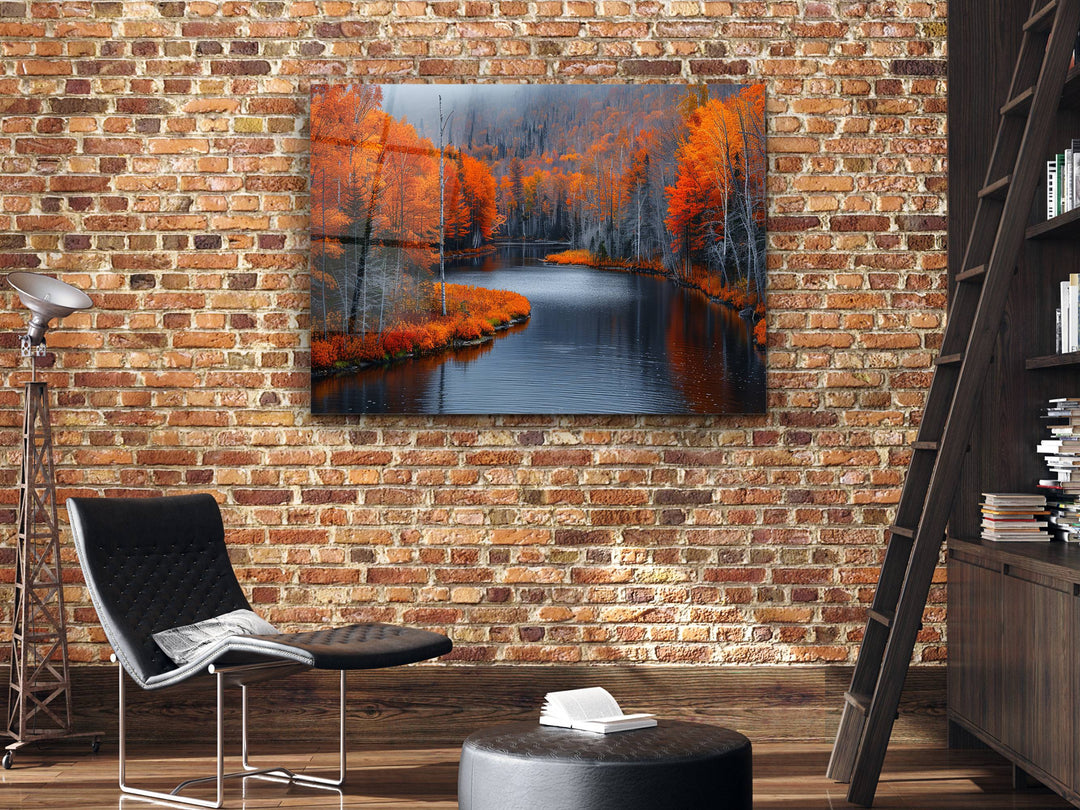 Autumn Landscape Glass Printing Wall Art - Home Office Wall Decor