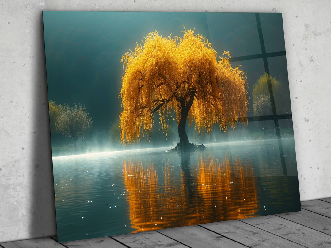 Lake Landscape Glass Printing Wall Art - Tree Wall Decor