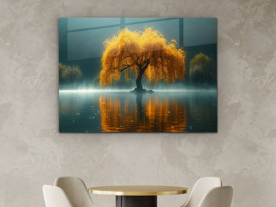 Lake Landscape Glass Printing Wall Art - Tree Wall Decor