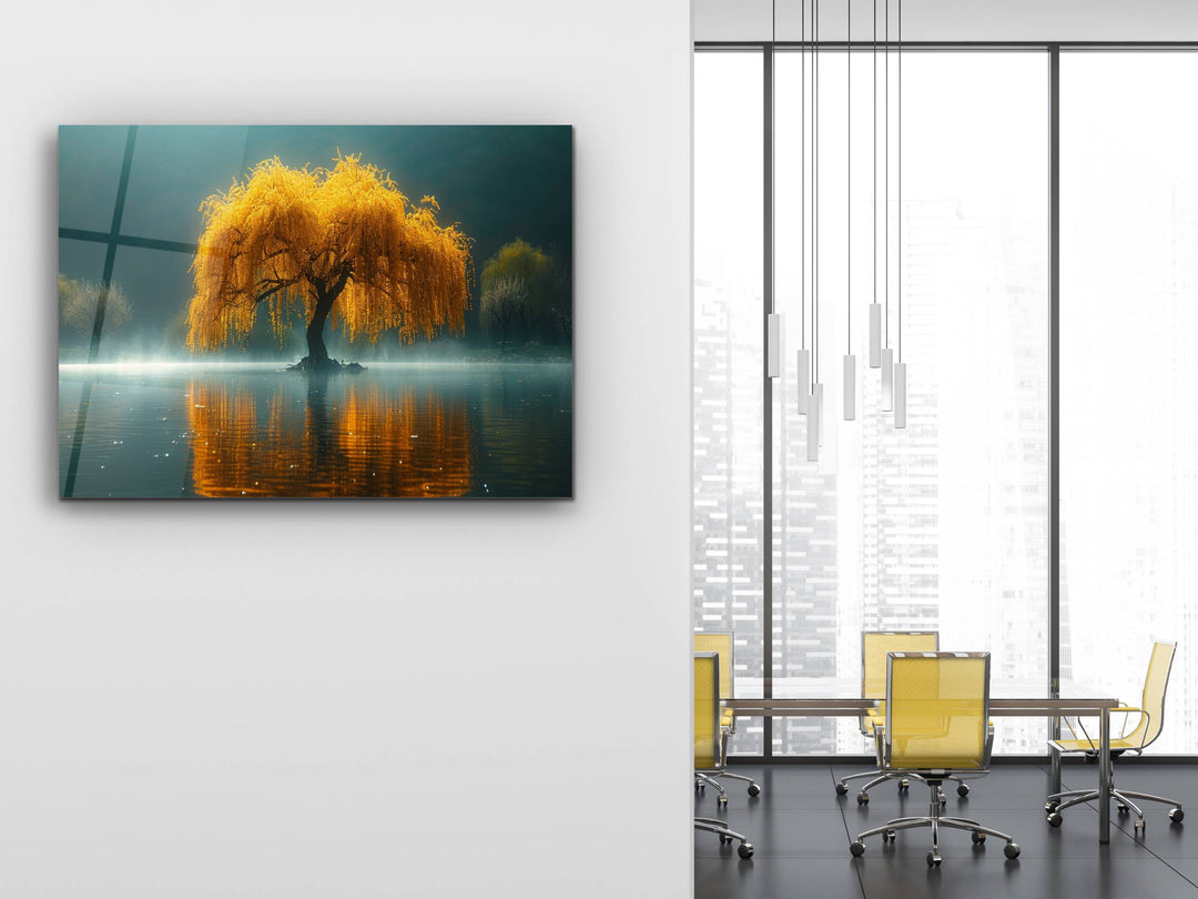 Lake Landscape Glass Printing Wall Art - Tree Wall Decor