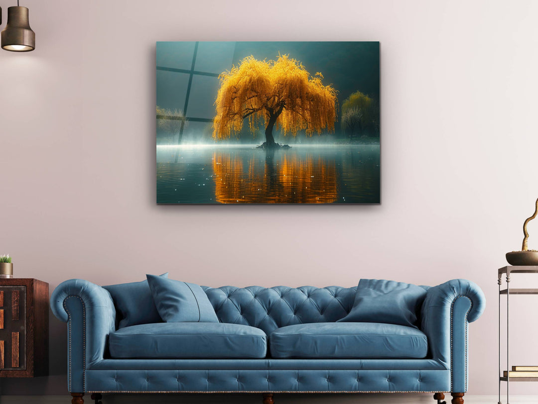 Lake Landscape Glass Printing Wall Art - Tree Wall Decor