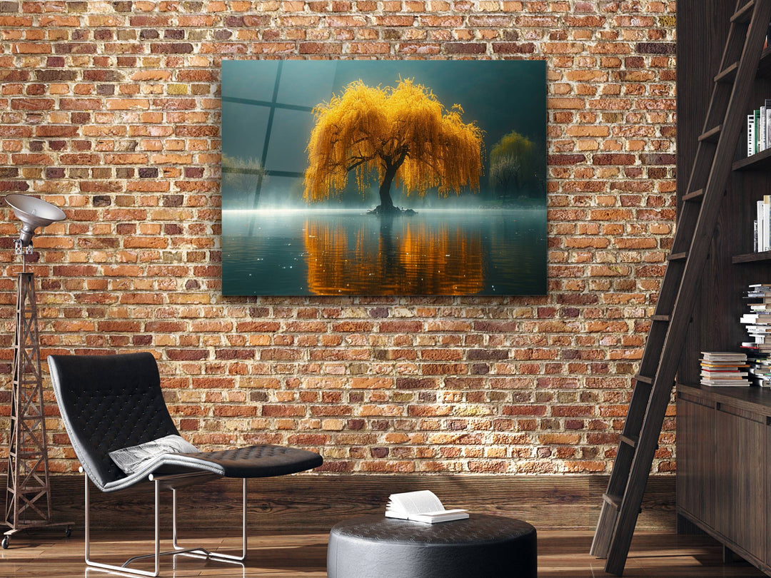 Lake Landscape Glass Printing Wall Art - Tree Wall Decor