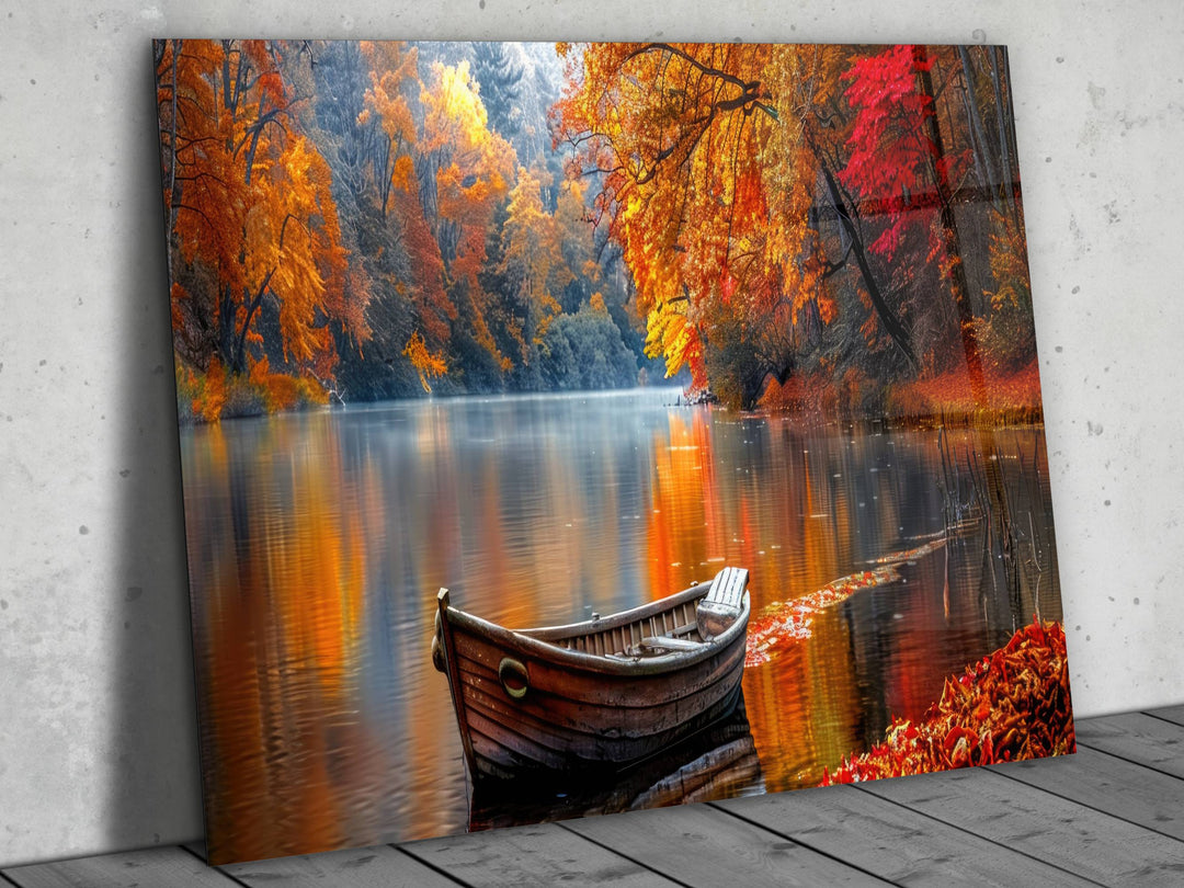 Autumn Landscape Glass Printing Wall Art - Lake Wall Decor