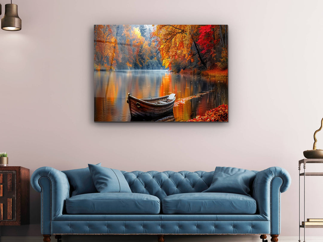 Autumn Landscape Glass Printing Wall Art - Lake Wall Decor