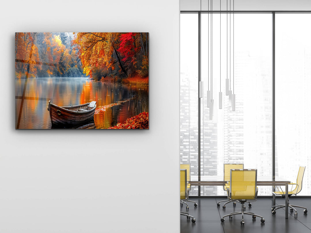 Autumn Landscape Glass Printing Wall Art - Lake Wall Decor