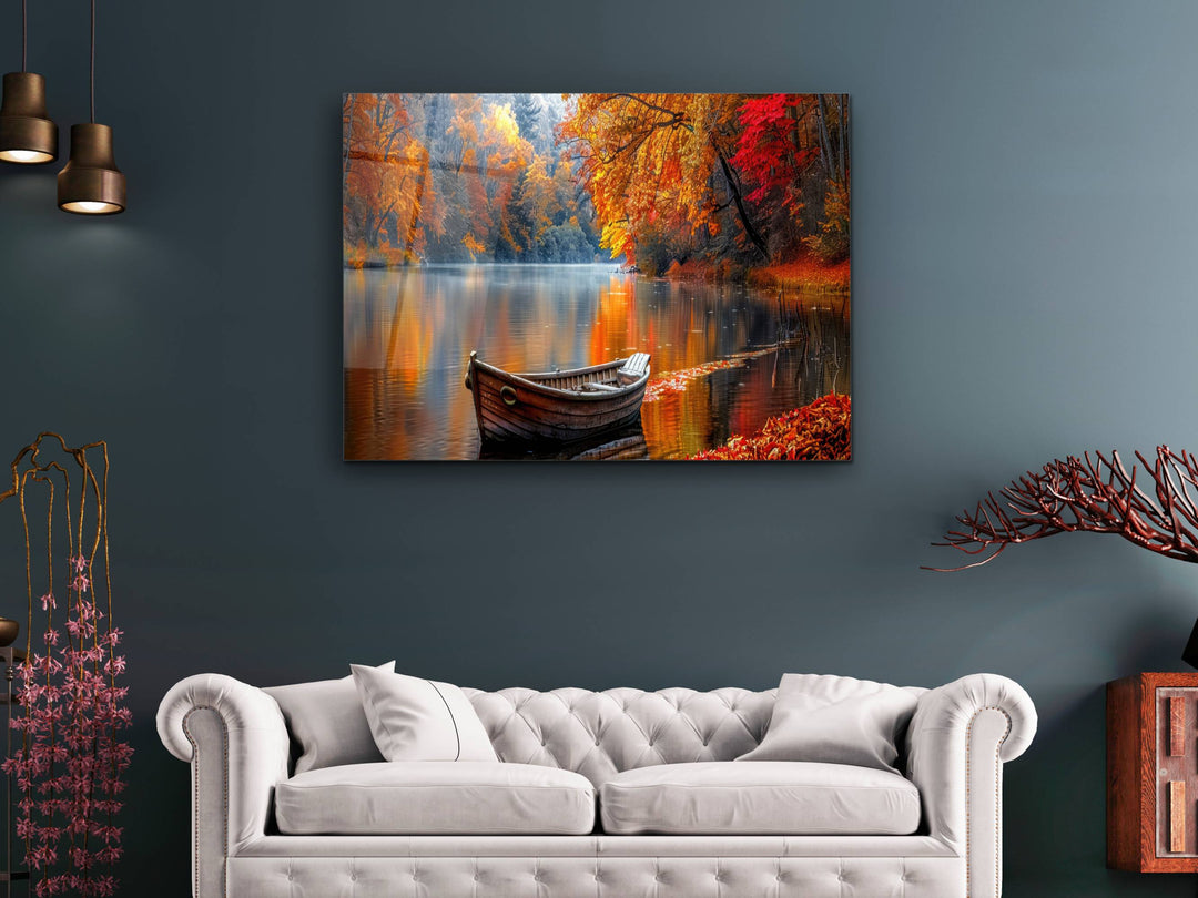 Autumn Landscape Glass Printing Wall Art - Lake Wall Decor