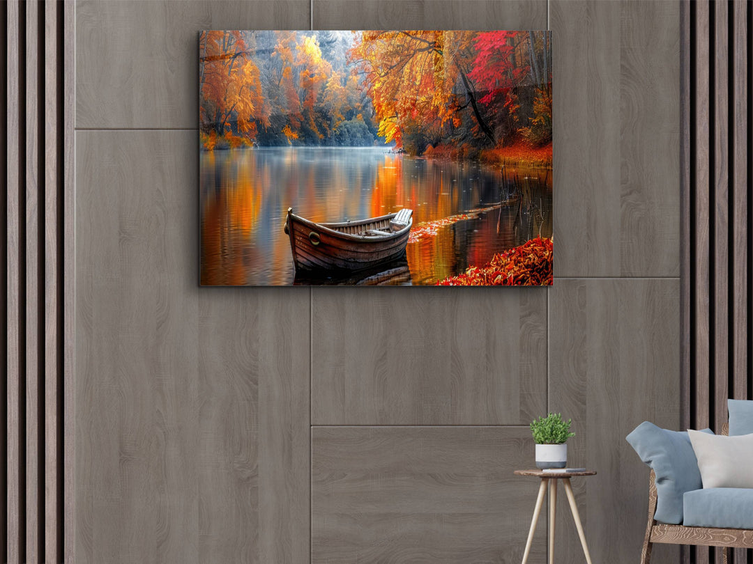 Autumn Landscape Glass Printing Wall Art - Lake Wall Decor