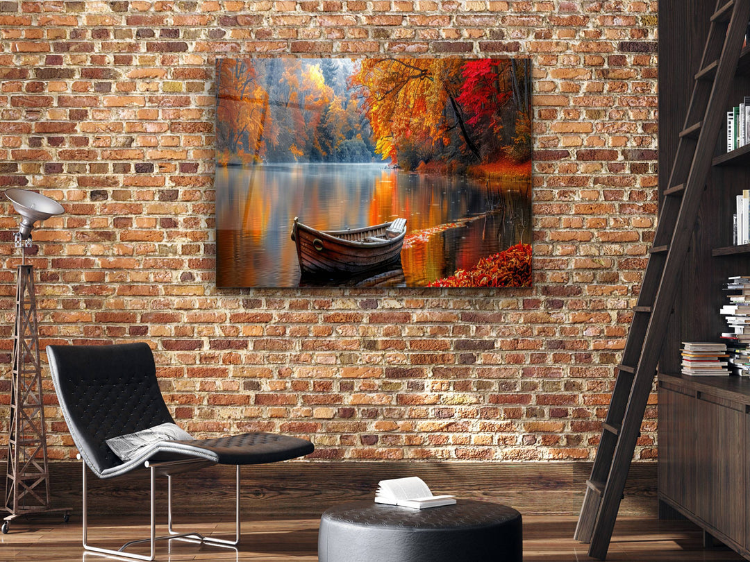 Autumn Landscape Glass Printing Wall Art - Lake Wall Decor