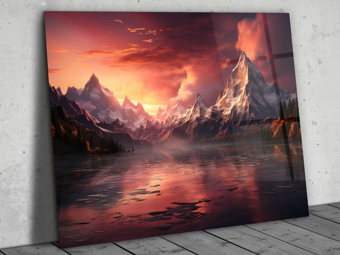 Lake&Sunset Glass Printing Wall Art - Home&Office Wall Decor