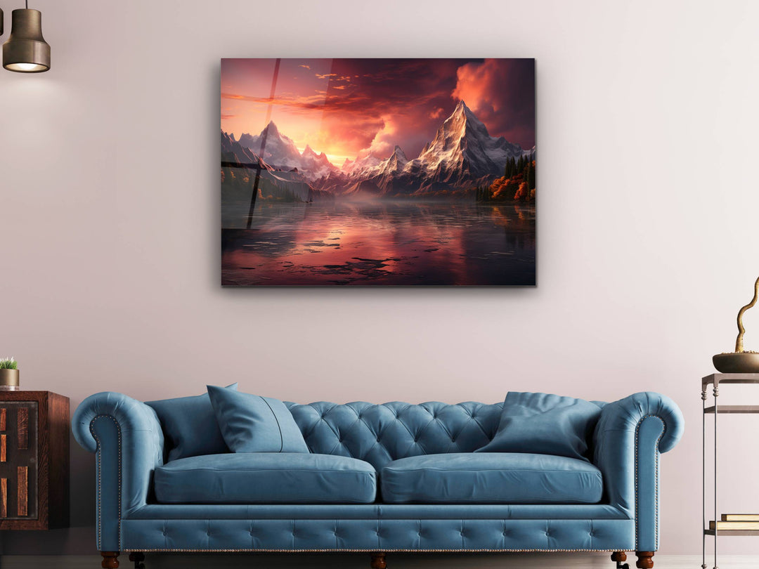 Lake&Sunset Glass Printing Wall Art - Home&Office Wall Decor