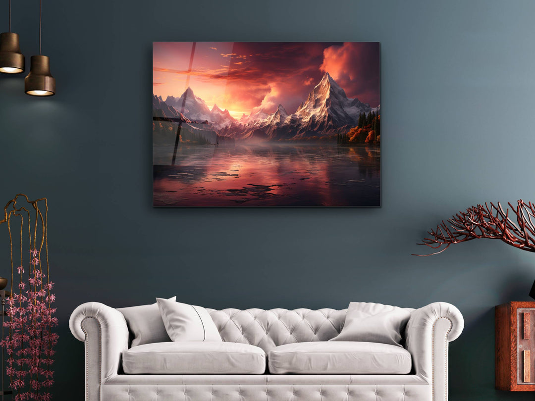 Lake&Sunset Glass Printing Wall Art - Home&Office Wall Decor