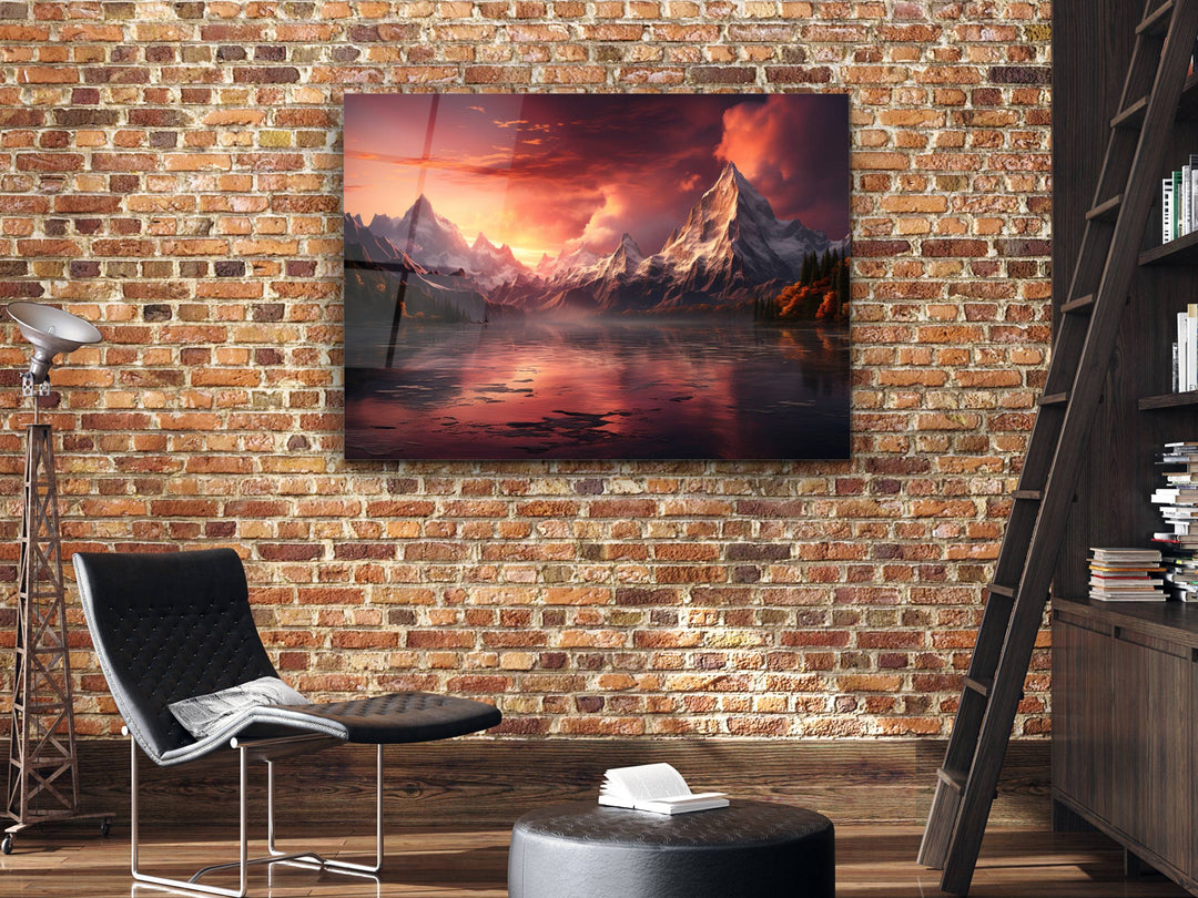 Lake&Sunset Glass Printing Wall Art - Home&Office Wall Decor