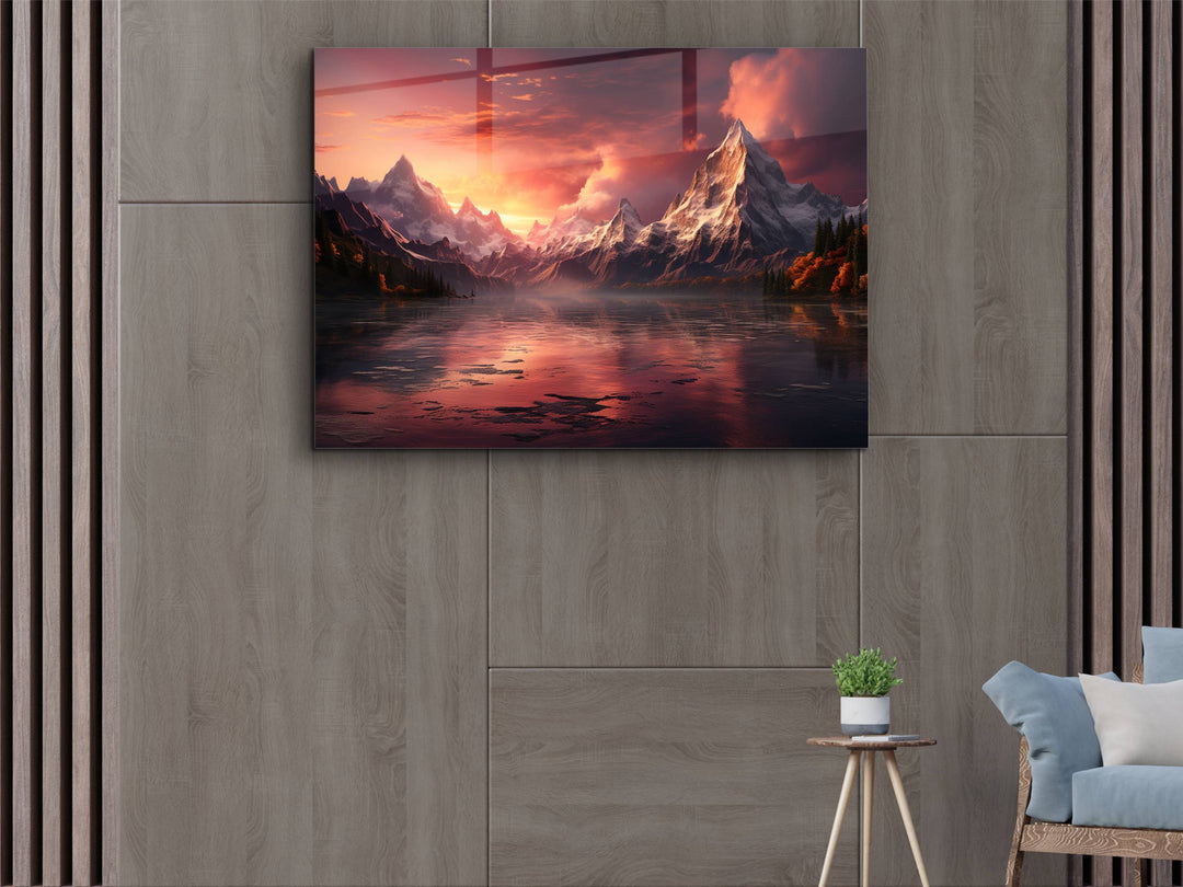 Lake&Sunset Glass Printing Wall Art - Home&Office Wall Decor