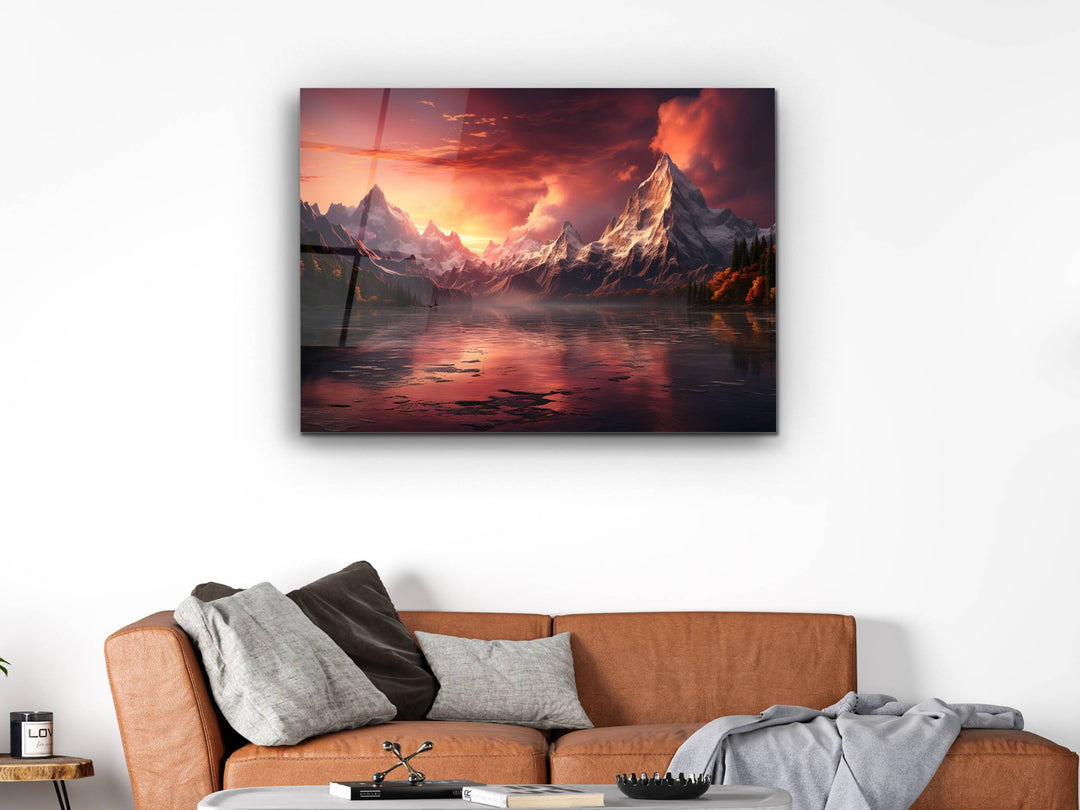 Lake&Sunset Glass Printing Wall Art - Home&Office Wall Decor