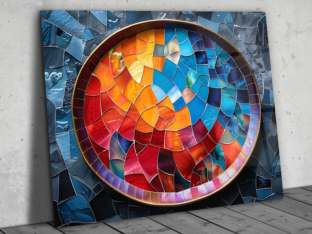 Abstract  Colorful Stained Glass Pattern Glass Printing Wall Art - Glass Wall Decor