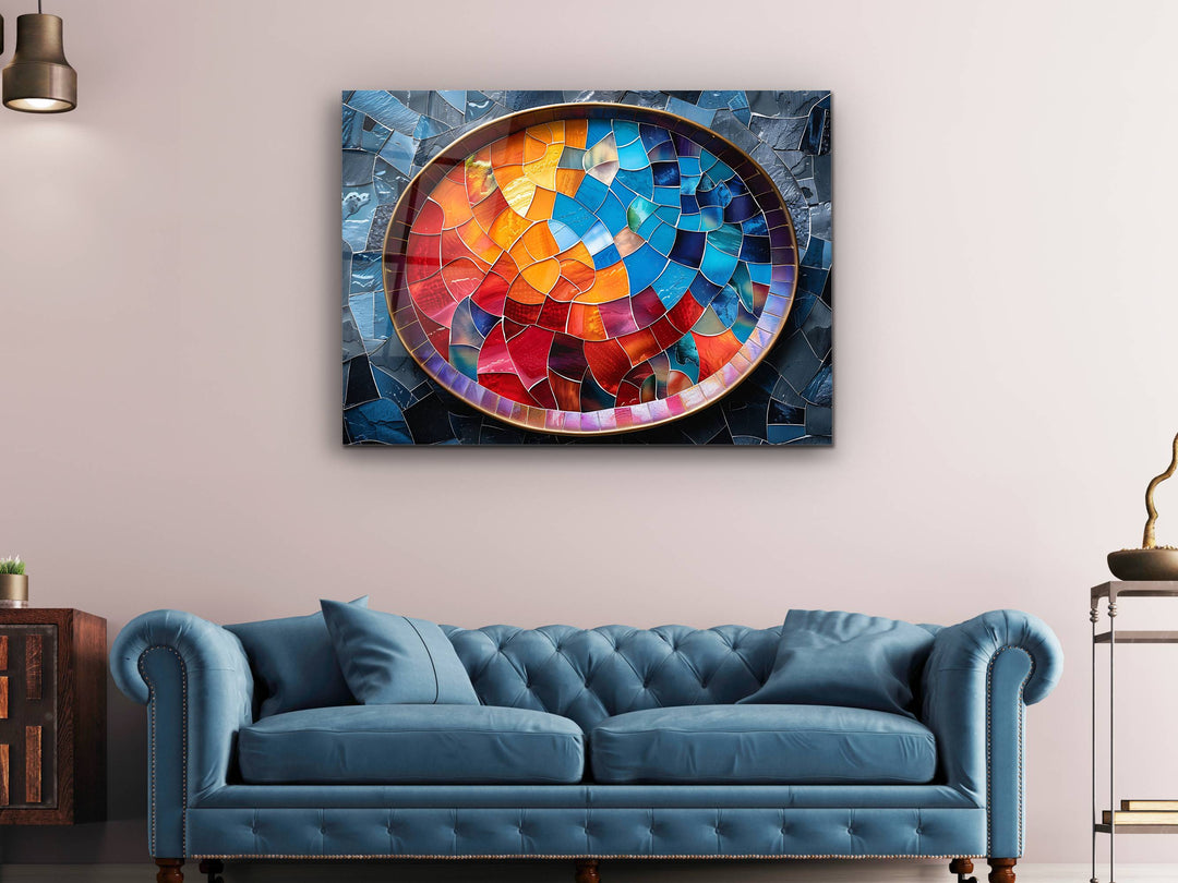 Abstract  Colorful Stained Glass Pattern Glass Printing Wall Art - Glass Wall Decor