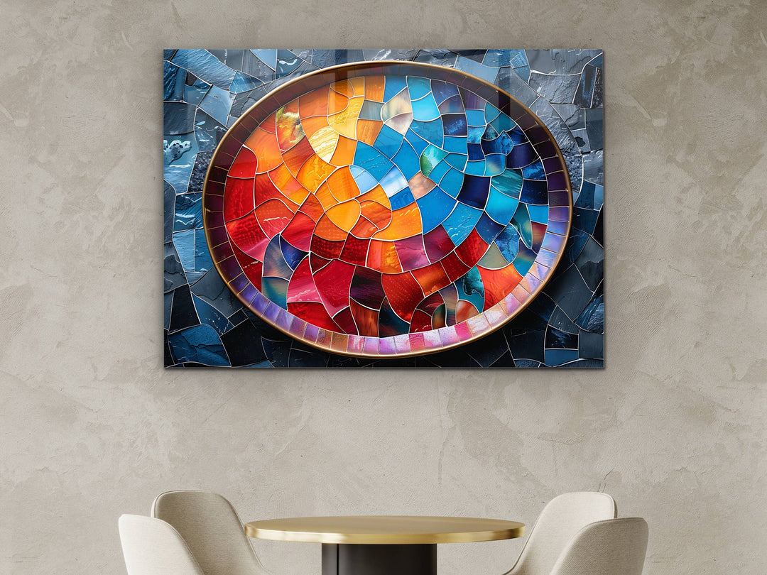 Abstract  Colorful Stained Glass Pattern Glass Printing Wall Art - Glass Wall Decor