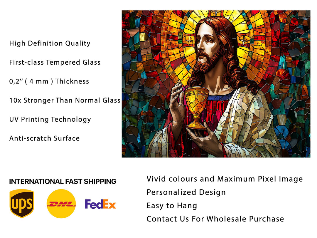 Jesus Christ Religion Stained Glass Wall Art - Glass Printing Wall Decor