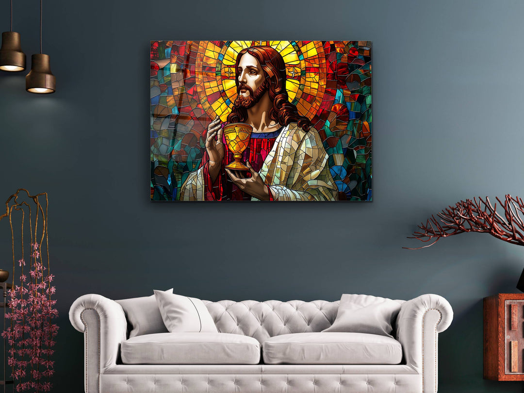 Jesus Christ Religion Stained Glass Wall Art - Glass Printing Wall Decor