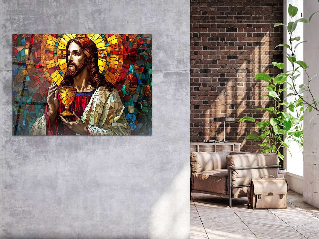 Jesus Christ Religion Stained Glass Wall Art - Glass Printing Wall Decor