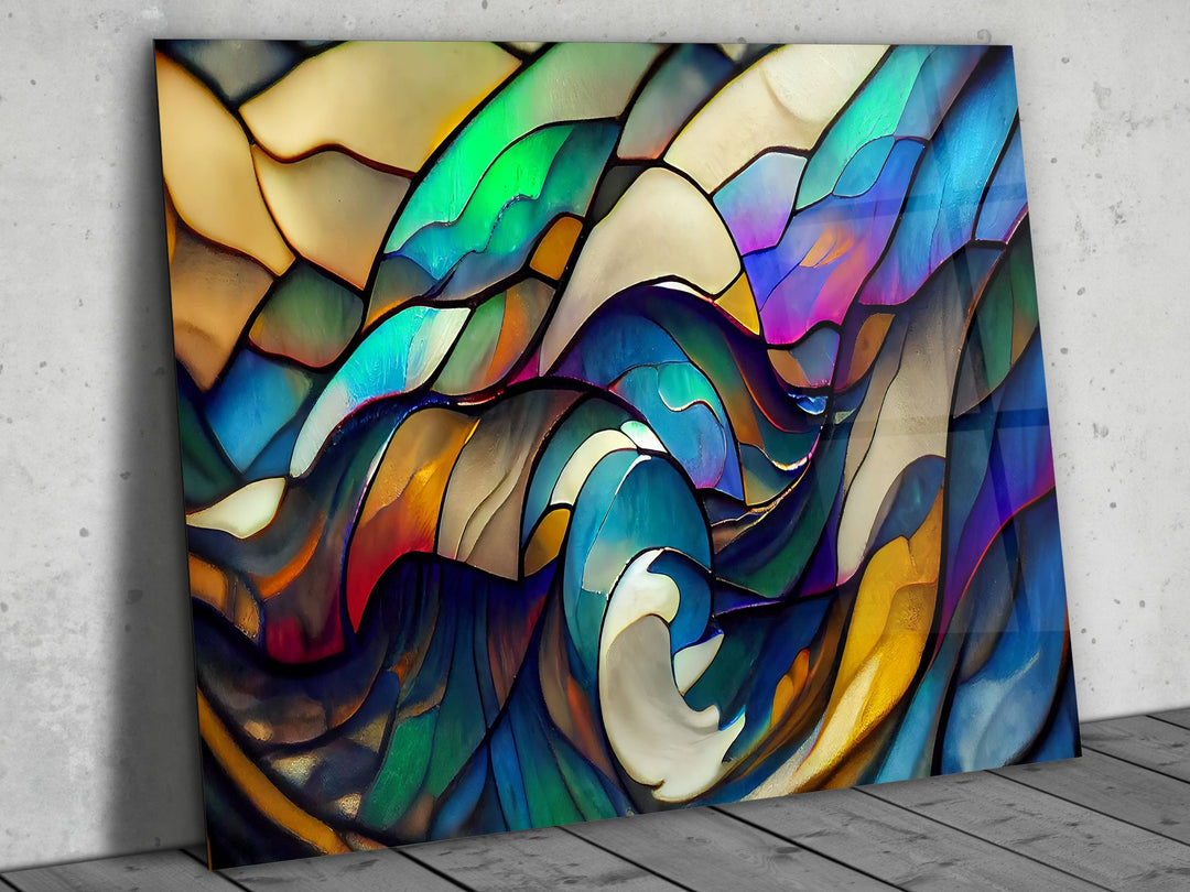 Abstract Glass Printing Wall Art-Home Office Glass Wall Painting Decor