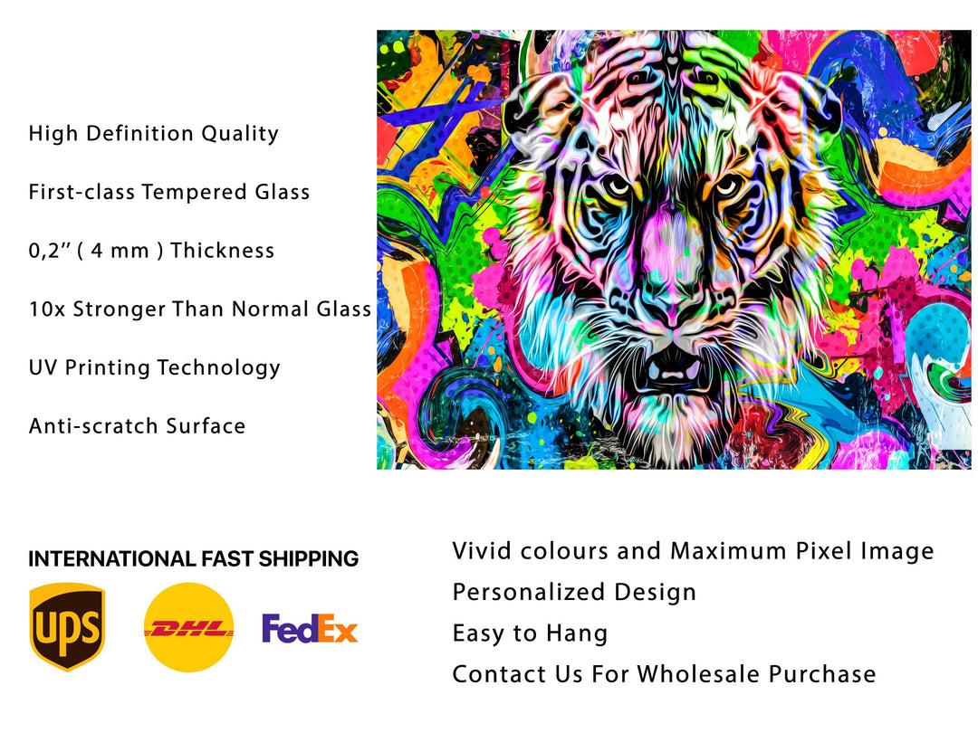 Colorful Leopard Glass Printing Wall Art - Home&Office Wall Decor (Kopya)