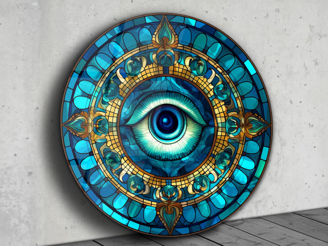 Round Evil Eye Glass Printing Wall Art-Home Office Wall Painting Decor