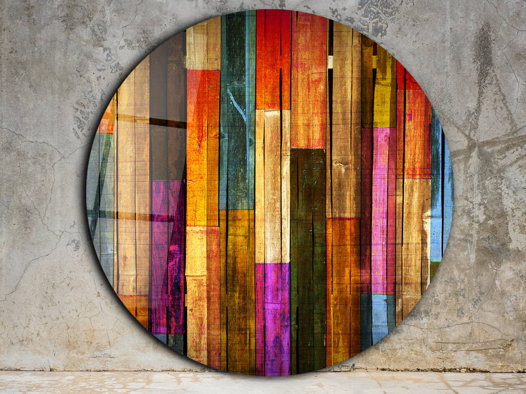 Colorful Wooden Stained Glass Pattern Wall Art Decor-Home&Office Glass Printing Wall Painting