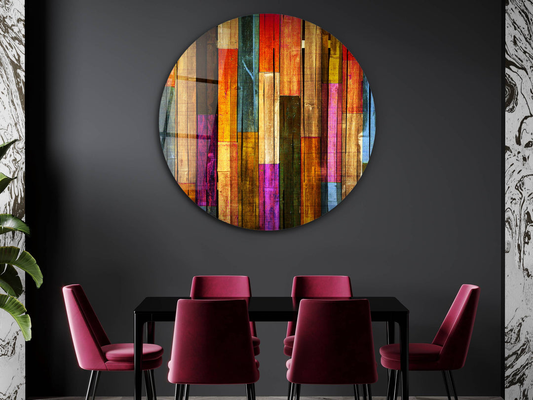 Colorful Wooden Stained Glass Pattern Wall Art Decor-Home&Office Glass Printing Wall Painting