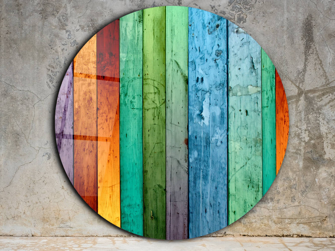 Colorful Wooden Stained Glass Pattern Wall Art Decor-Home&Office Glass Printing Wall Painting